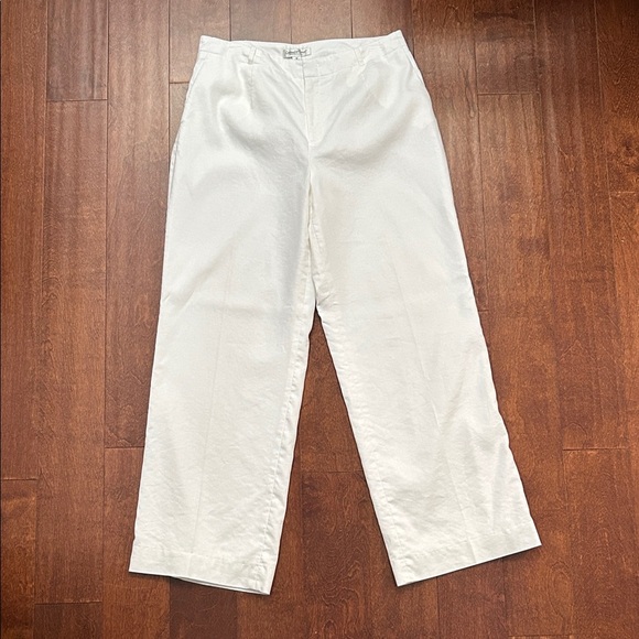 Coldwater Creek Women’s White Linen Blend Wide Leg Pants, Size 12 - Picture 1 of 13